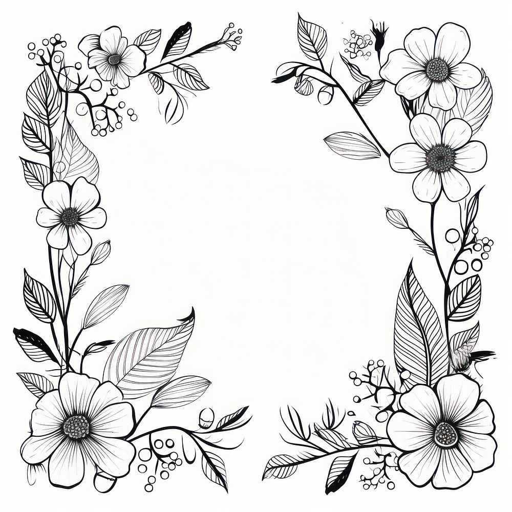Botanical pattern drawing sketch. AI generated Image by rawpixel.