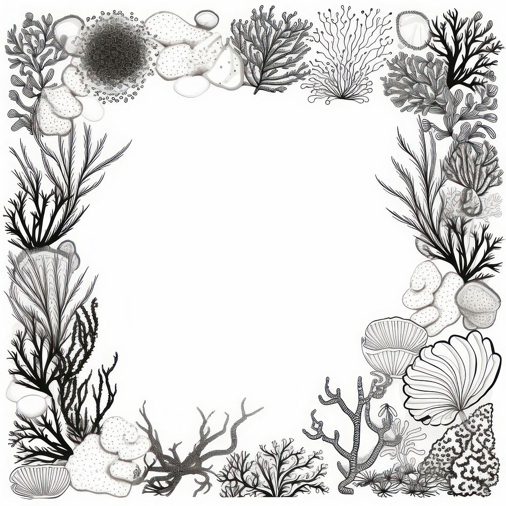 Coral pattern drawing sketch. AI generated Image by rawpixel.