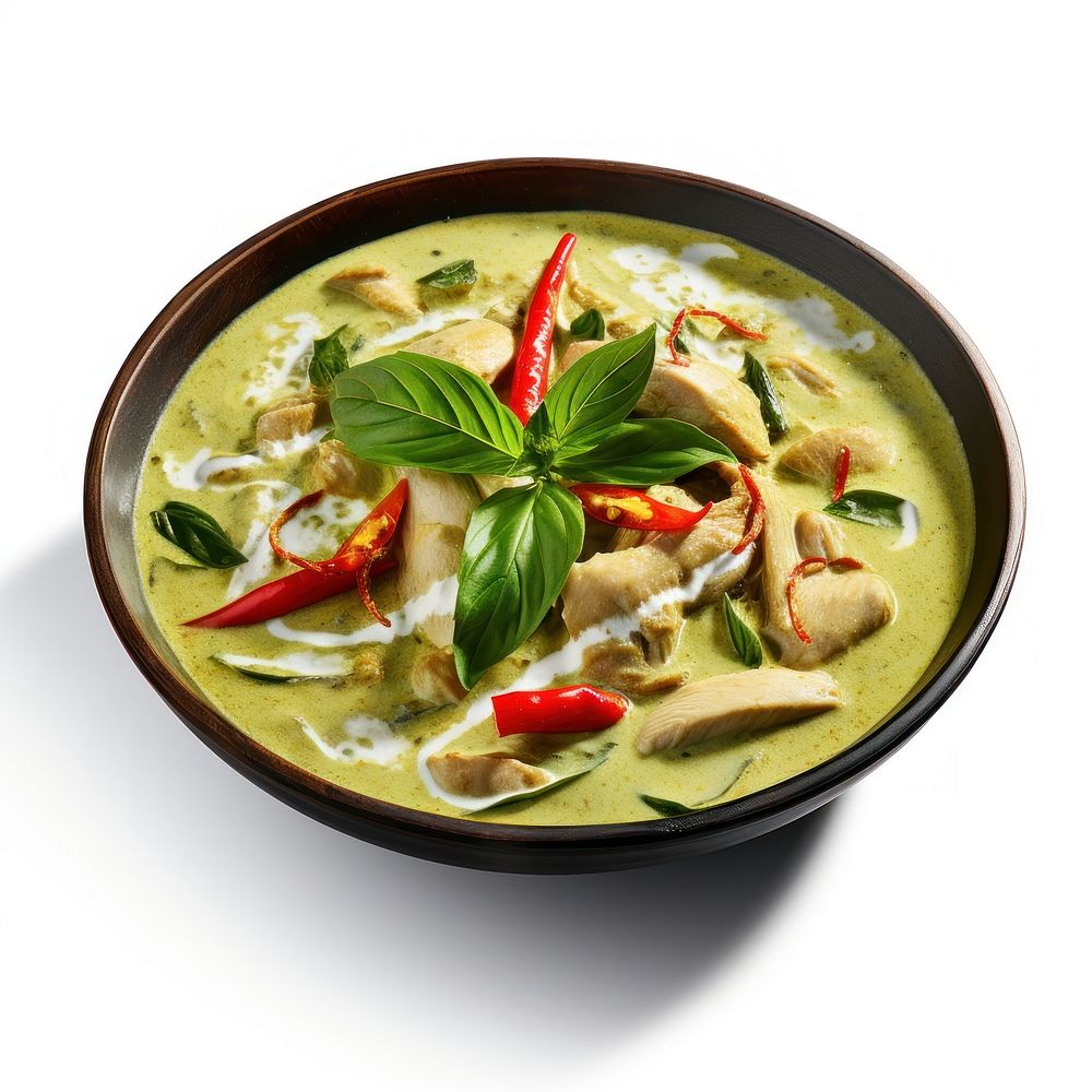 Thai green curry plate food soup. AI generated Image by rawpixel.