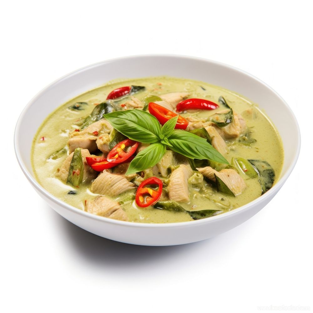 Thai green curry plate food soup. AI generated Image by rawpixel.