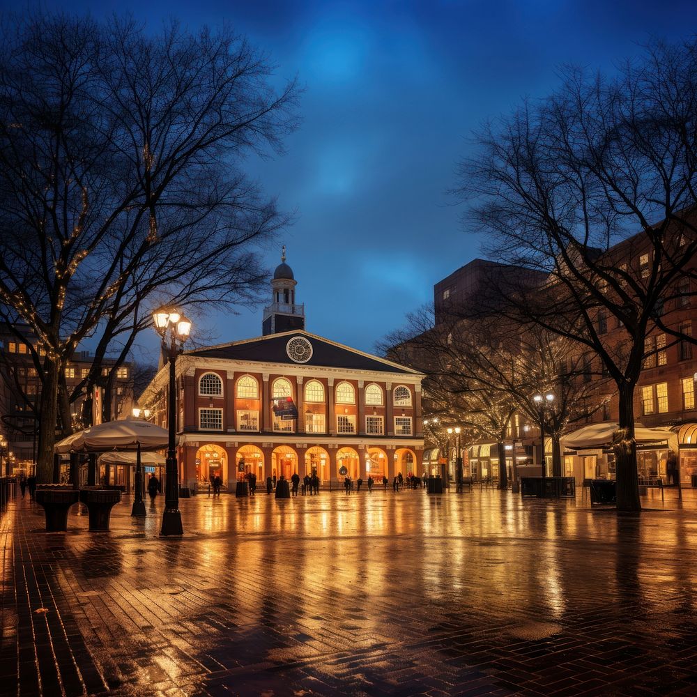 Faneuil Hall architecture outdoors landmark. AI generated Image by rawpixel.