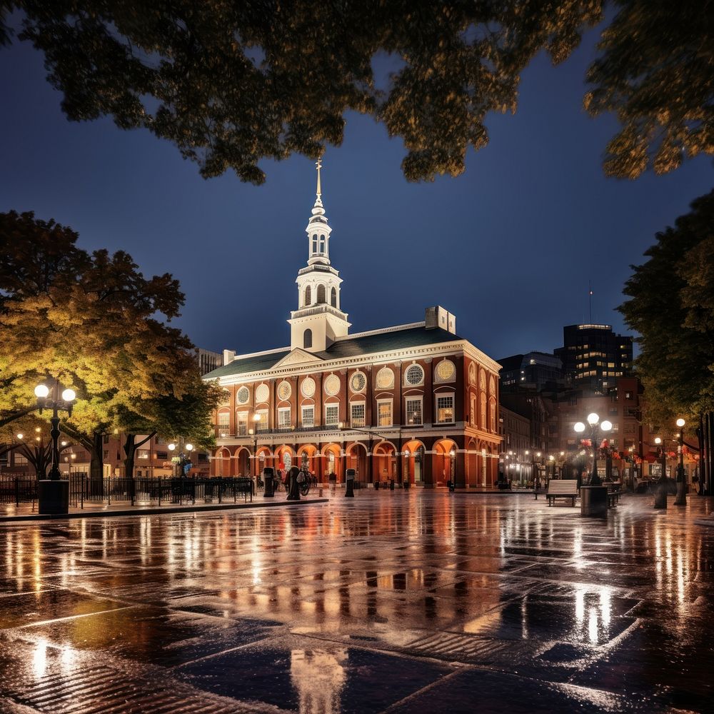 Faneuil Hall architecture landmark outdoors. AI generated Image by rawpixel.