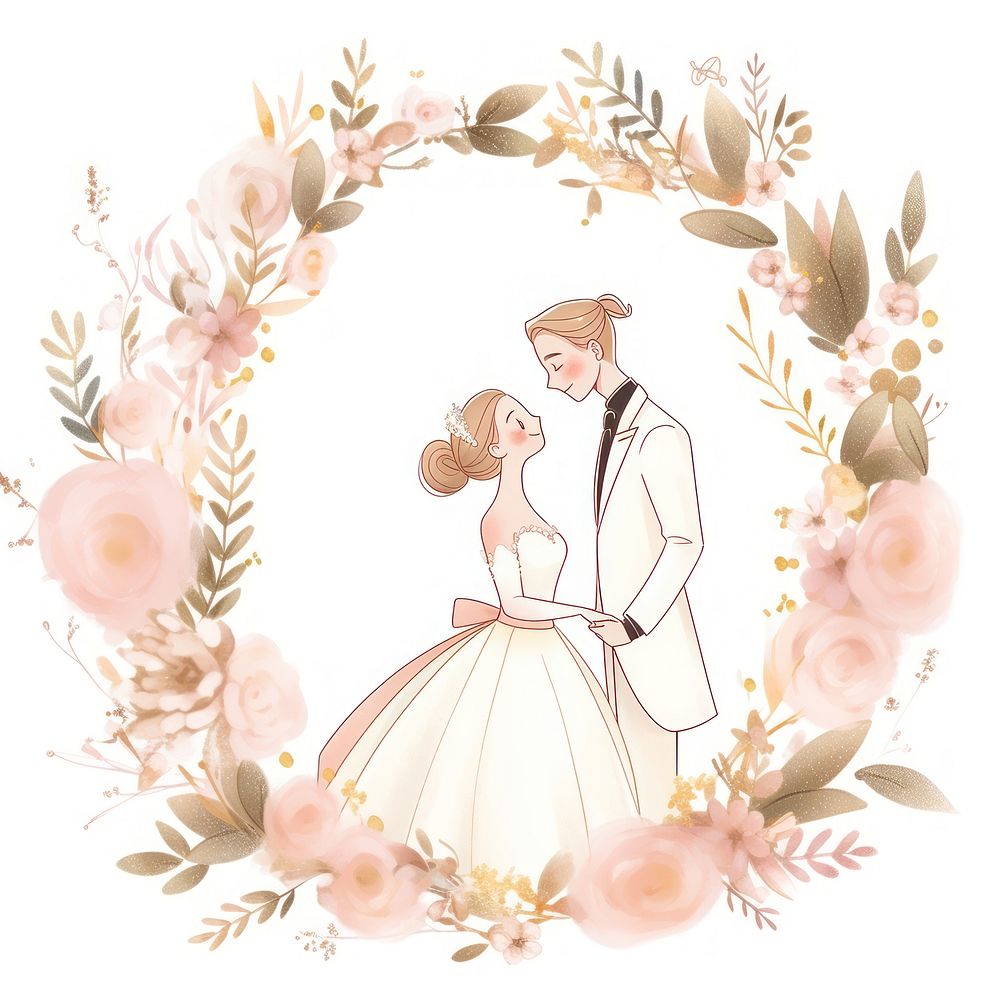 Bride and groom wedding adult art. AI generated Image by rawpixel.