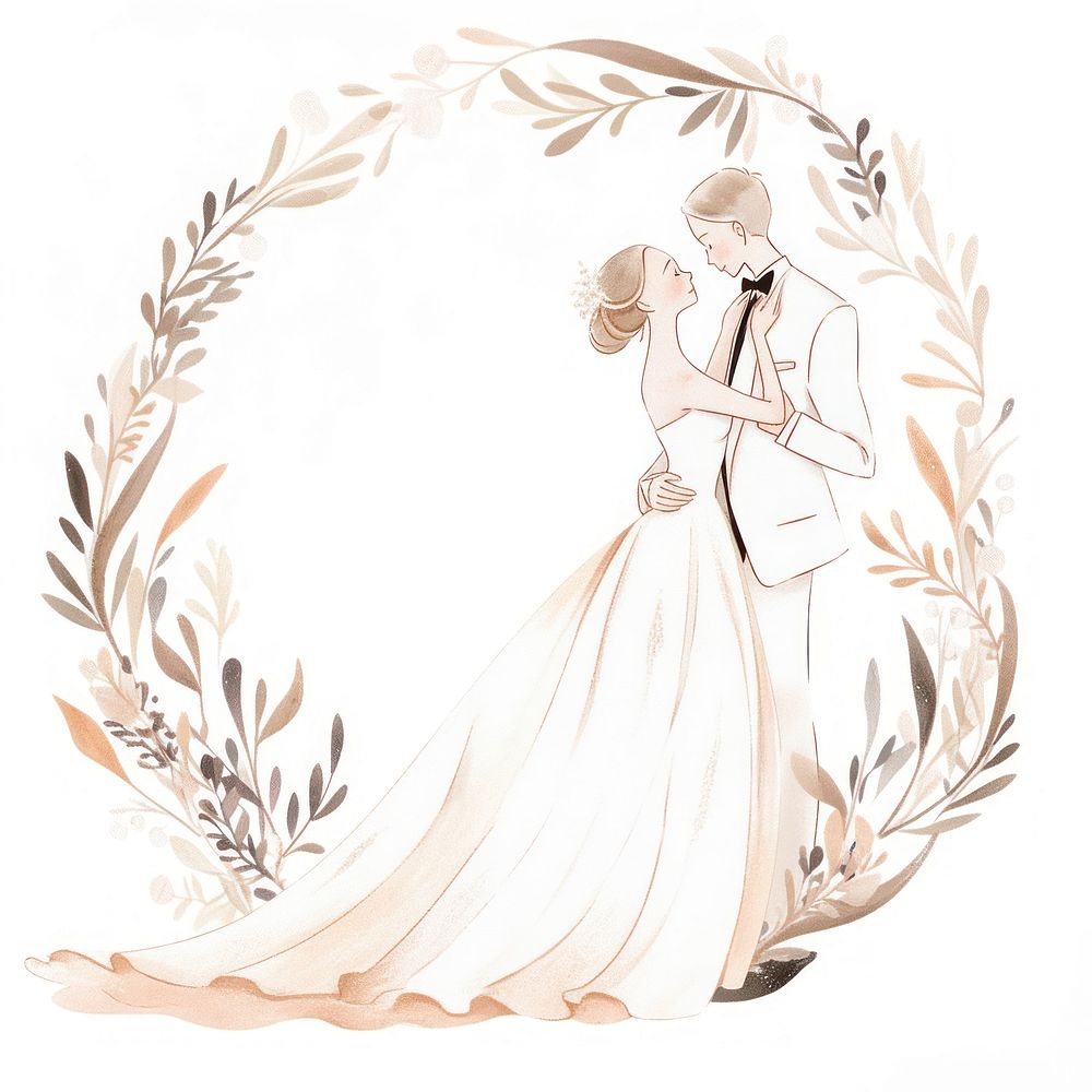 Bride and groom wedding dress adult. AI generated Image by rawpixel.