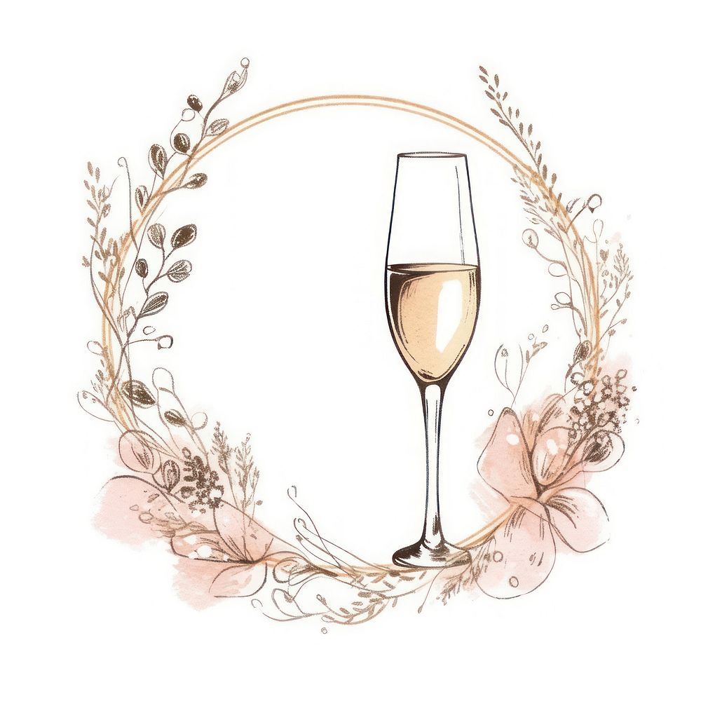 Champagne glass drink art. AI generated Image by rawpixel.