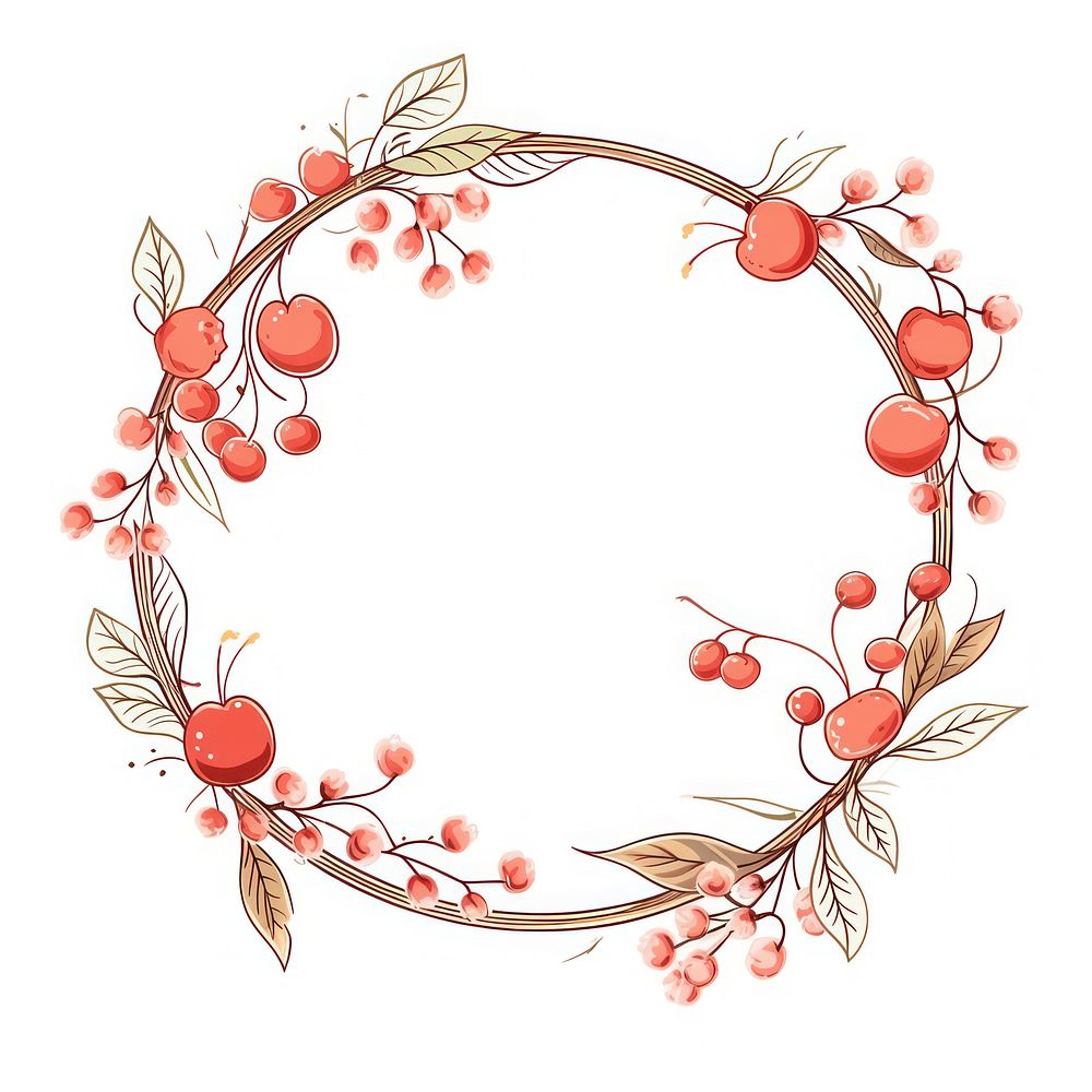 Cherry plant art white background. AI generated Image by rawpixel.
