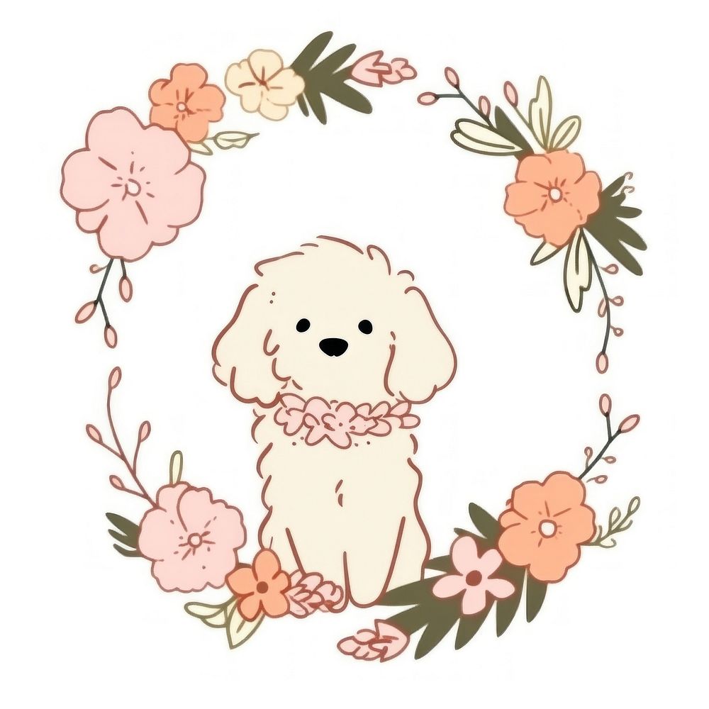 Dog flower art creativity. AI generated Image by rawpixel.