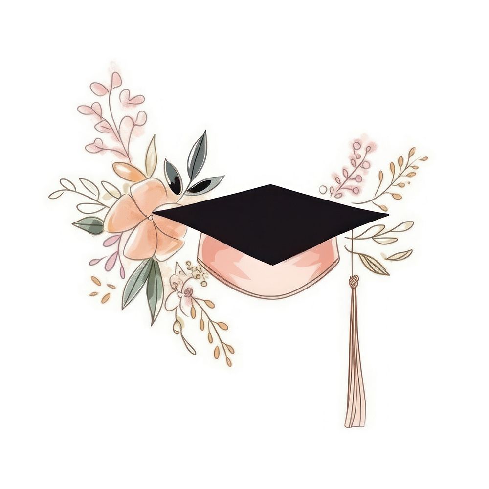 Graduation hat art white background achievement. AI generated Image by rawpixel.