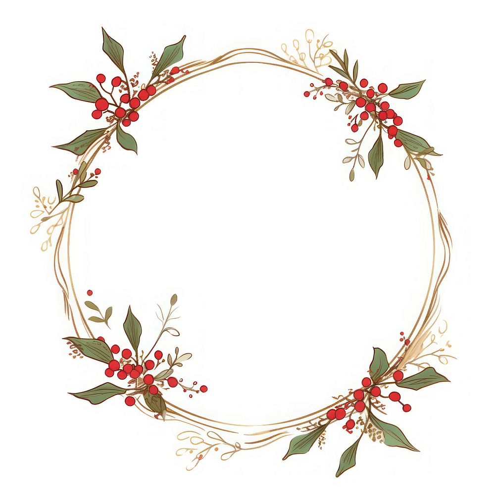 Holly pattern wreath plant. AI generated Image by rawpixel.
