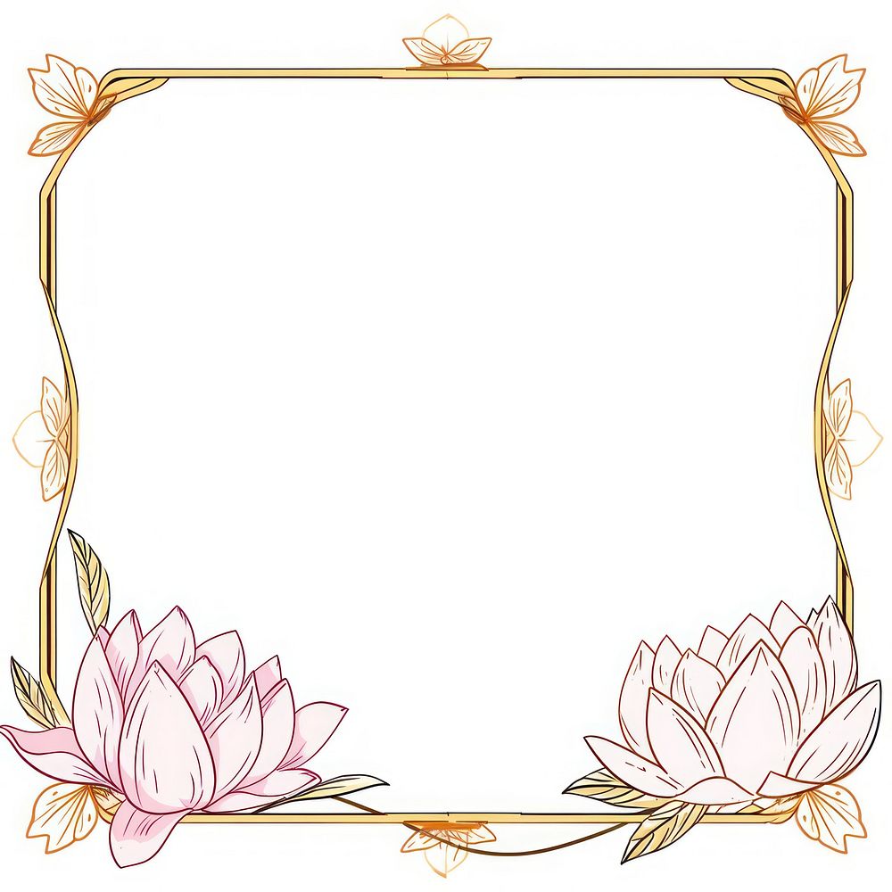 Lotus pattern flower frame. AI generated Image by rawpixel.