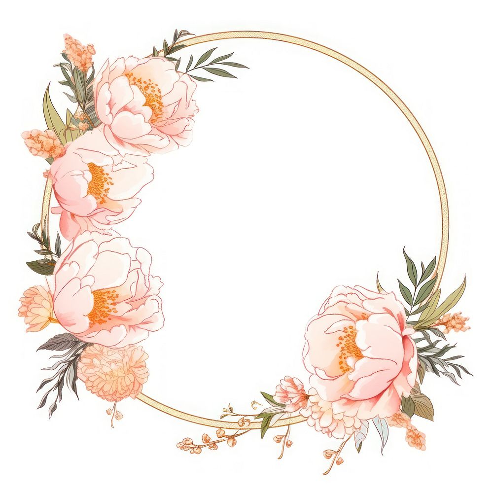 Peony frame border clipart pattern flower plant. AI generated Image by rawpixel.