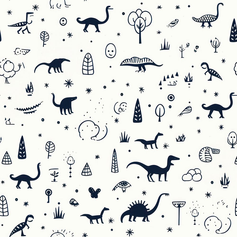 Dinosaur pattern backgrounds drawing. AI generated Image by rawpixel.