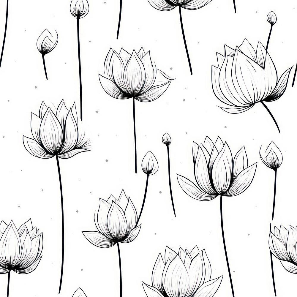 Lotus pattern backgrounds drawing. AI generated Image by rawpixel.