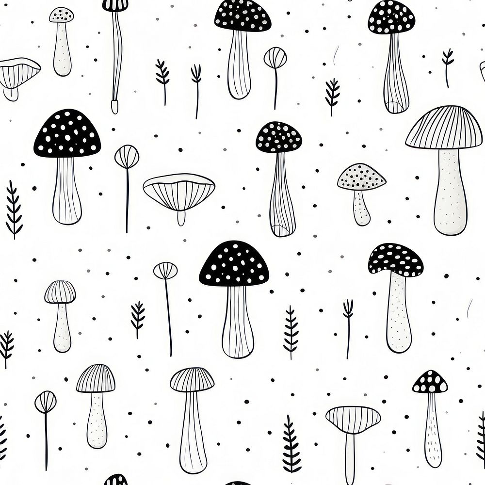 Mushroom doodle backgrounds pattern. AI generated Image by rawpixel.