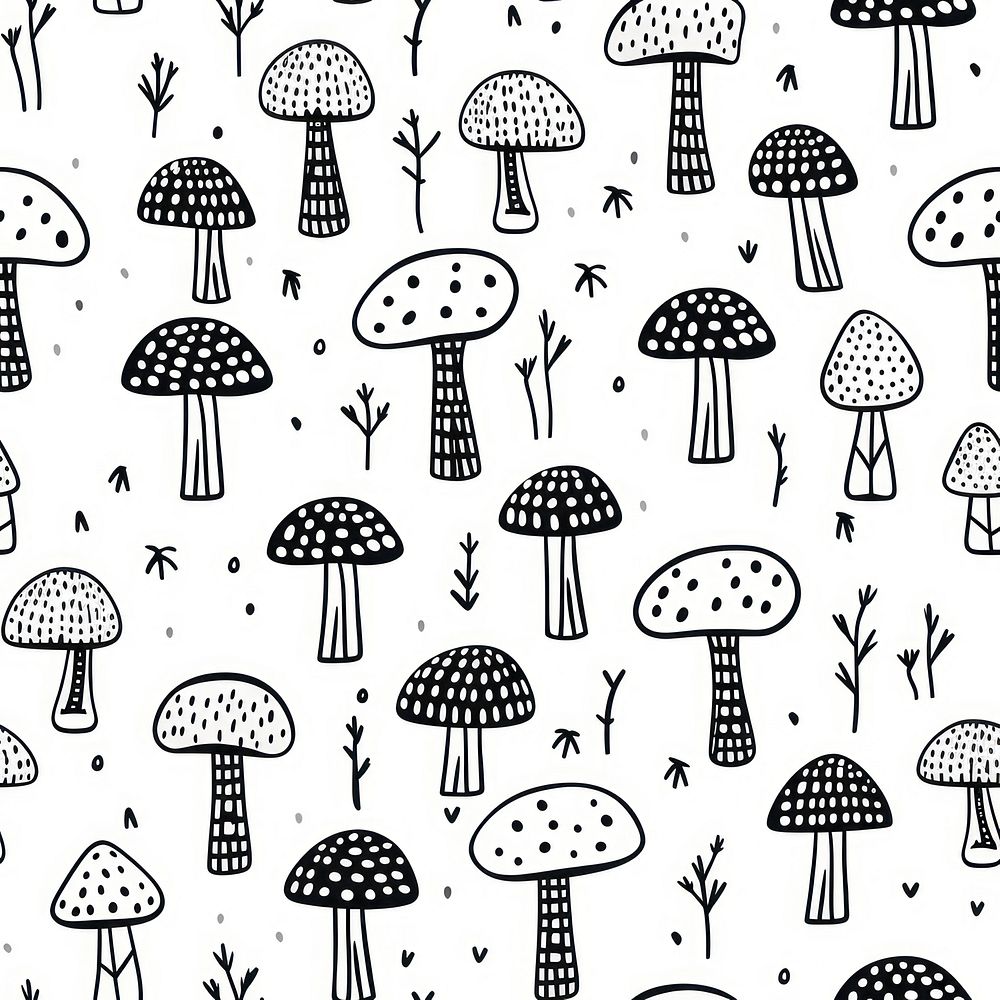 Mushroom pattern backgrounds drawing. AI generated Image by rawpixel.