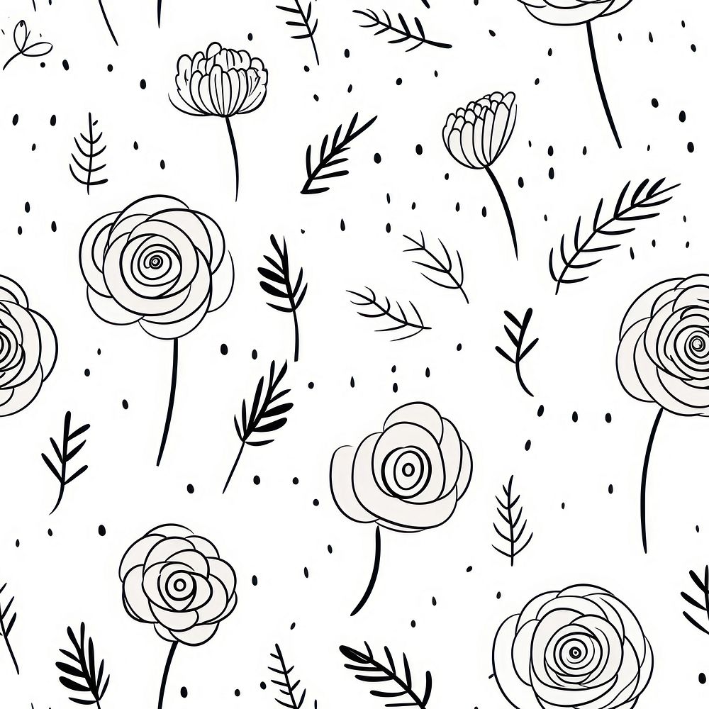 Rose pattern backgrounds drawing. AI generated Image by rawpixel.