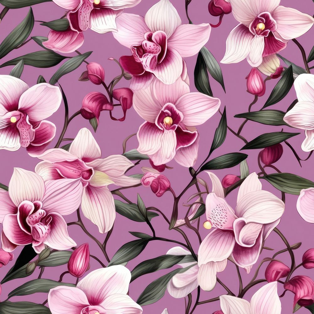 Orchid pattern backgrounds flower. AI generated Image by rawpixel.