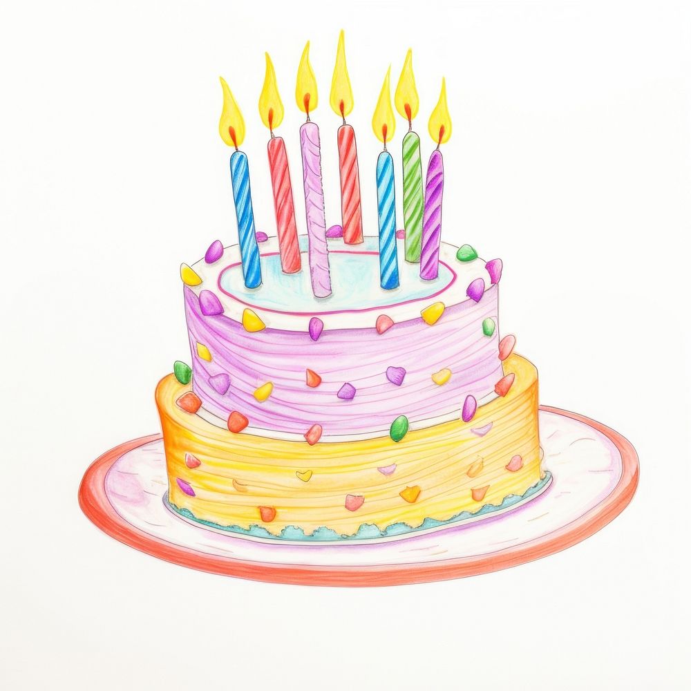 Cake birthday dessert drawing. AI generated Image by rawpixel.