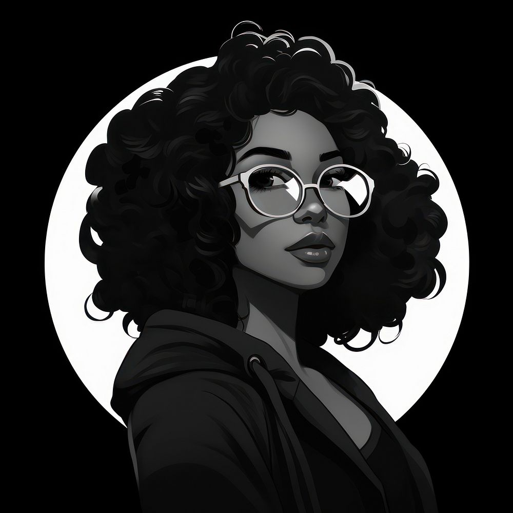 Diversity character portrait glasses drawing. AI generated Image by rawpixel.