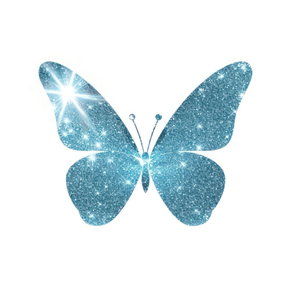 Butterfly icon glitter shape blue. AI generated Image by rawpixel.