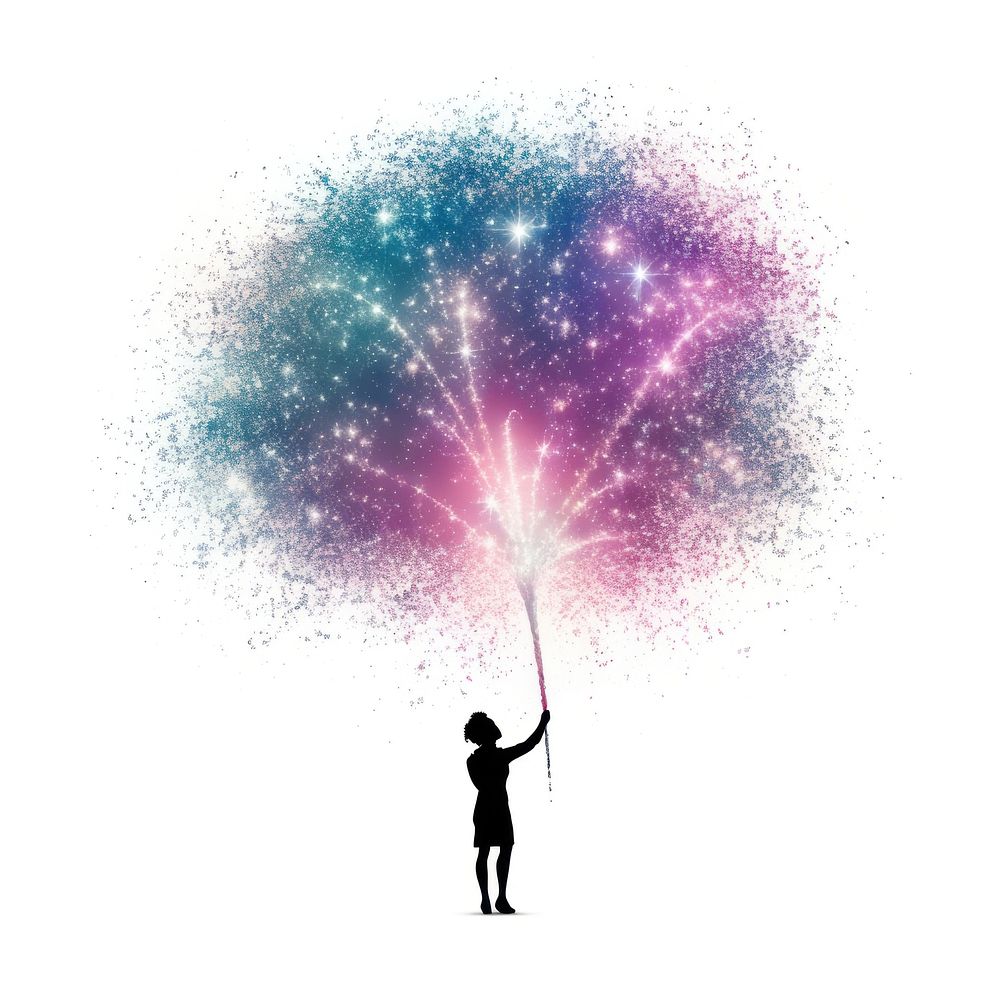 A Silhouette spirituality silhouette astronomy fireworks. AI generated Image by rawpixel.