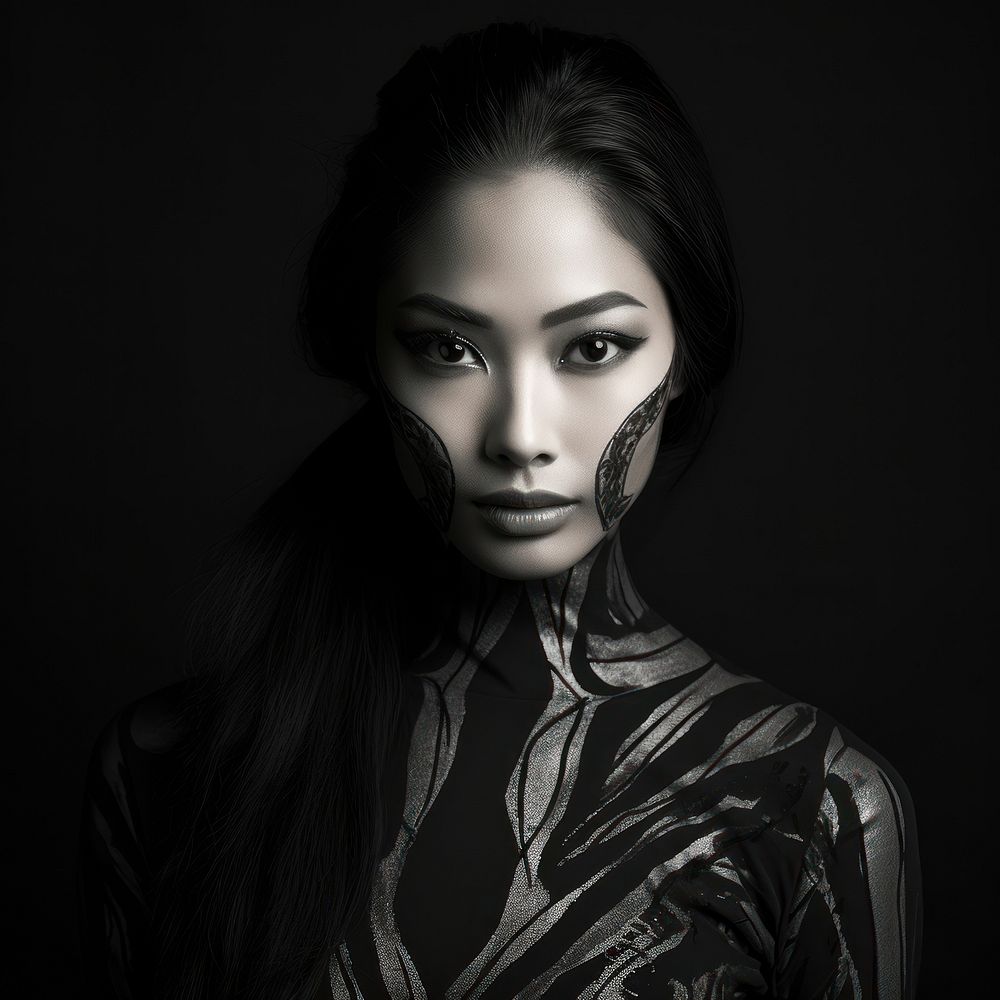 Diversity asian character portrait adult black. AI generated Image by rawpixel.