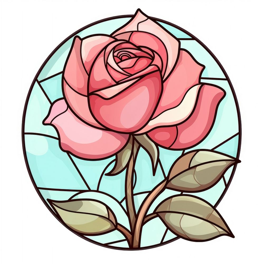 Glass rose flower plant stained glass. AI generated Image by rawpixel.