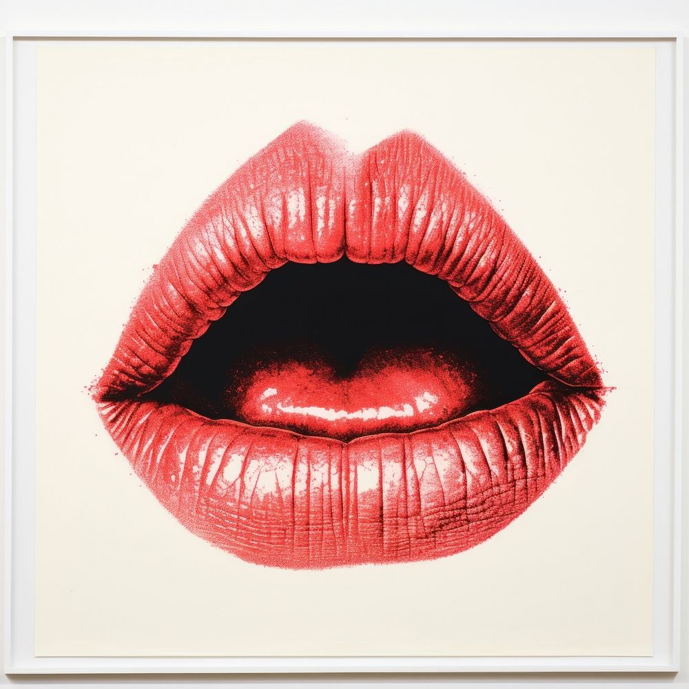 Mouth lipstick red white background. AI generated Image by rawpixel.