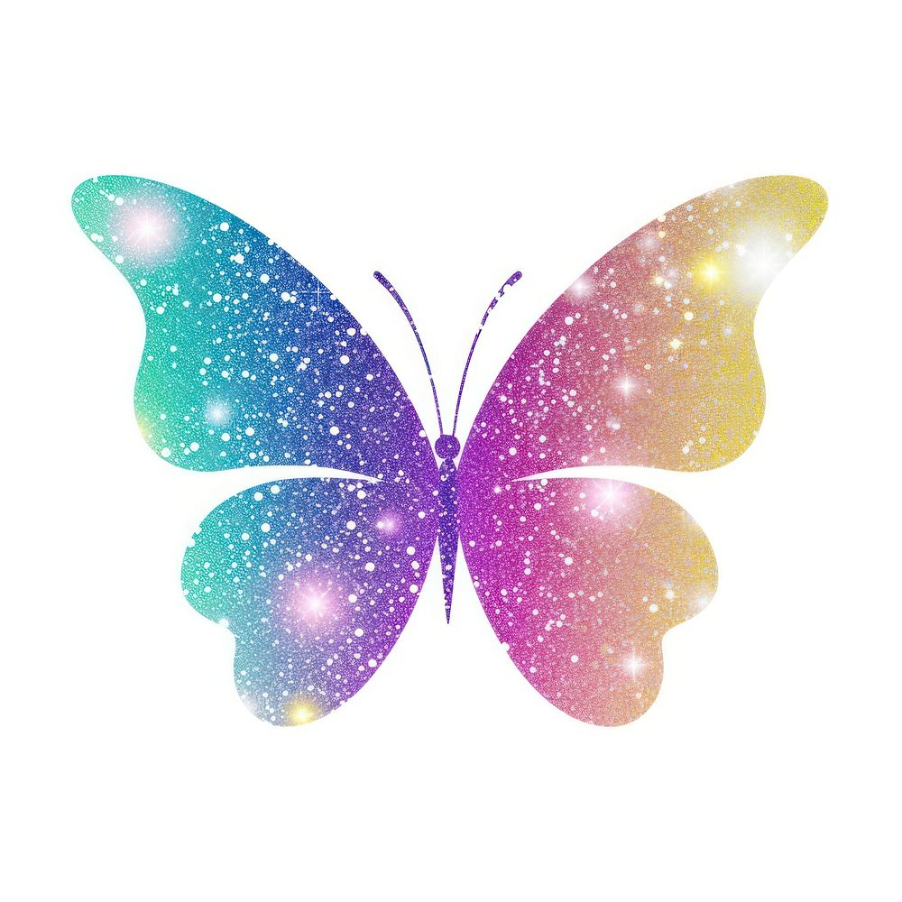 Butterfly icon glitter art white background. AI generated Image by rawpixel.