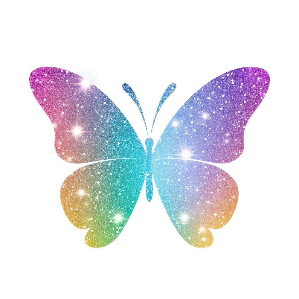 Butterfly icon glitter art white background. AI generated Image by rawpixel.