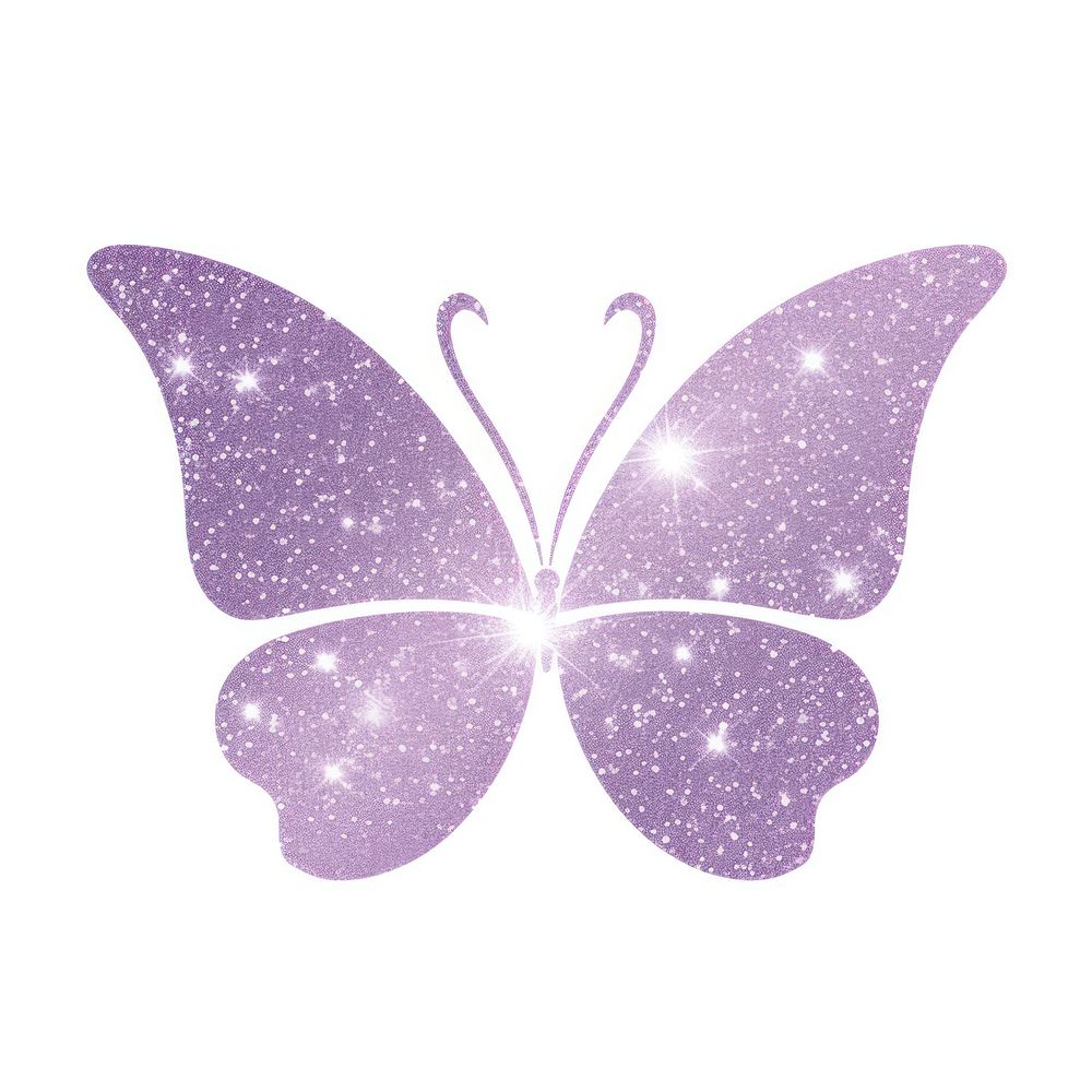 Butterfly icon purple glitter white background. AI generated Image by rawpixel.
