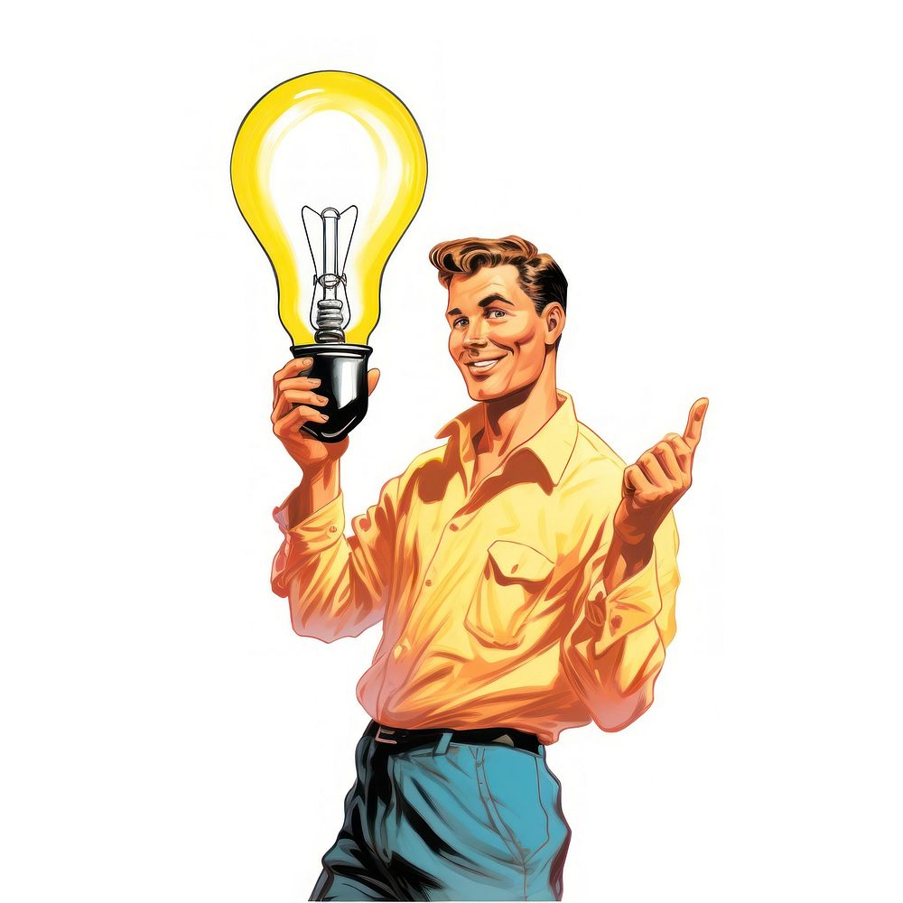Light Bulb lightbulb adult white background. AI generated Image by rawpixel.