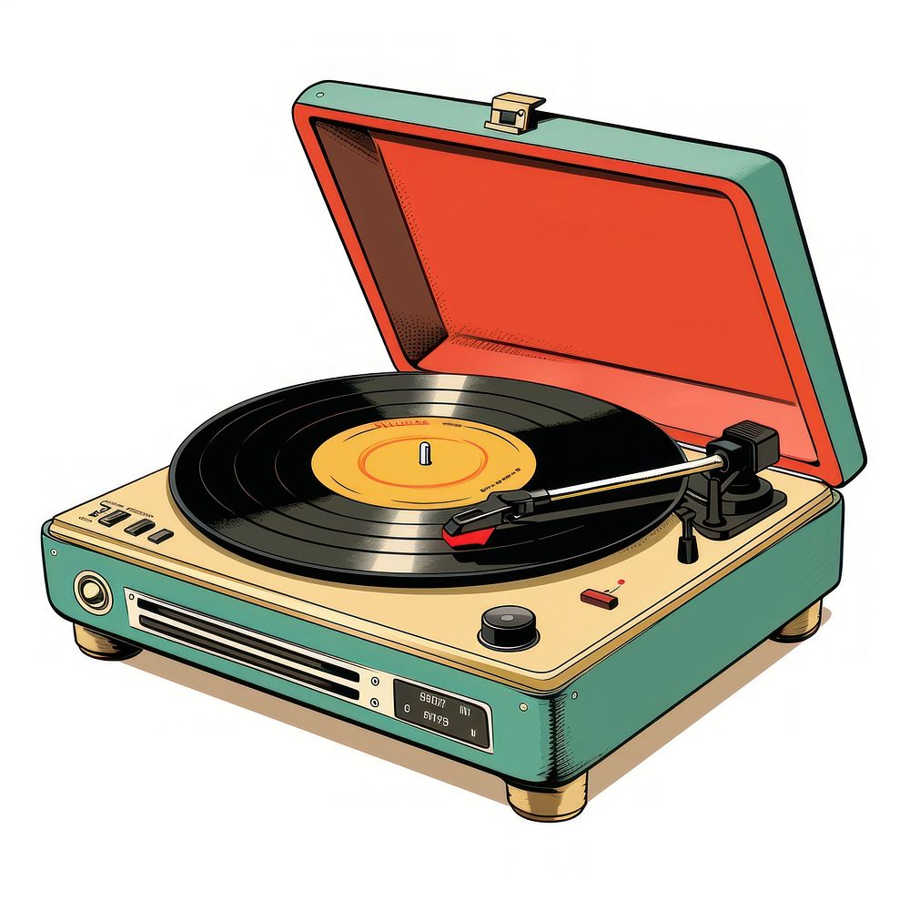 Record Player record white background electronics. AI generated Image by rawpixel.