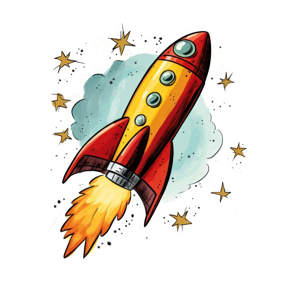 Rocket rocket illustrated spacecraft. AI generated Image by rawpixel.
