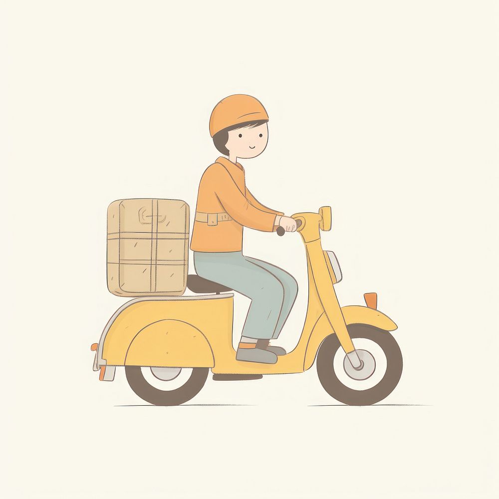 A motorbike delivery man character motorcycle vehicle scooter. AI generated Image by rawpixel.