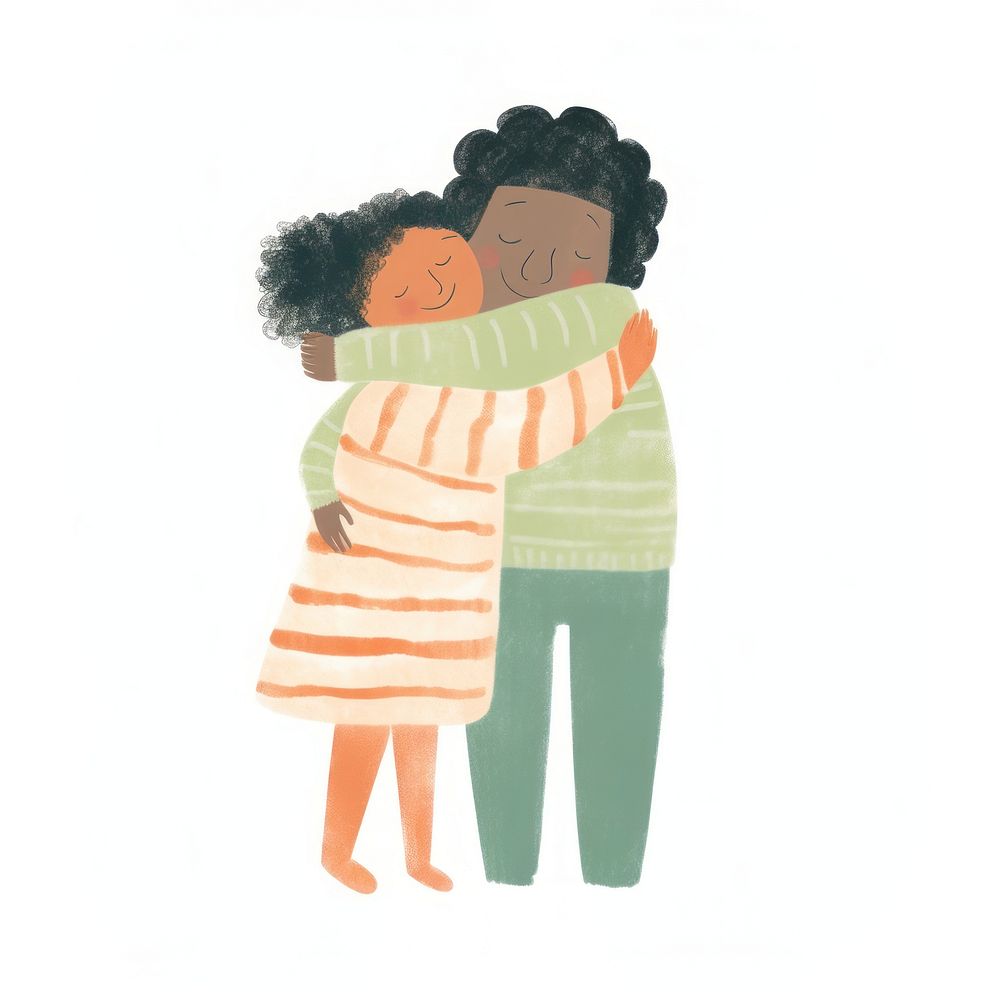 Black couple character hugging white background togetherness. AI generated Image by rawpixel.