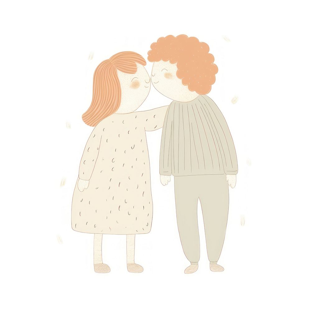 Couple character kissing drawing sketch. AI generated Image by rawpixel.