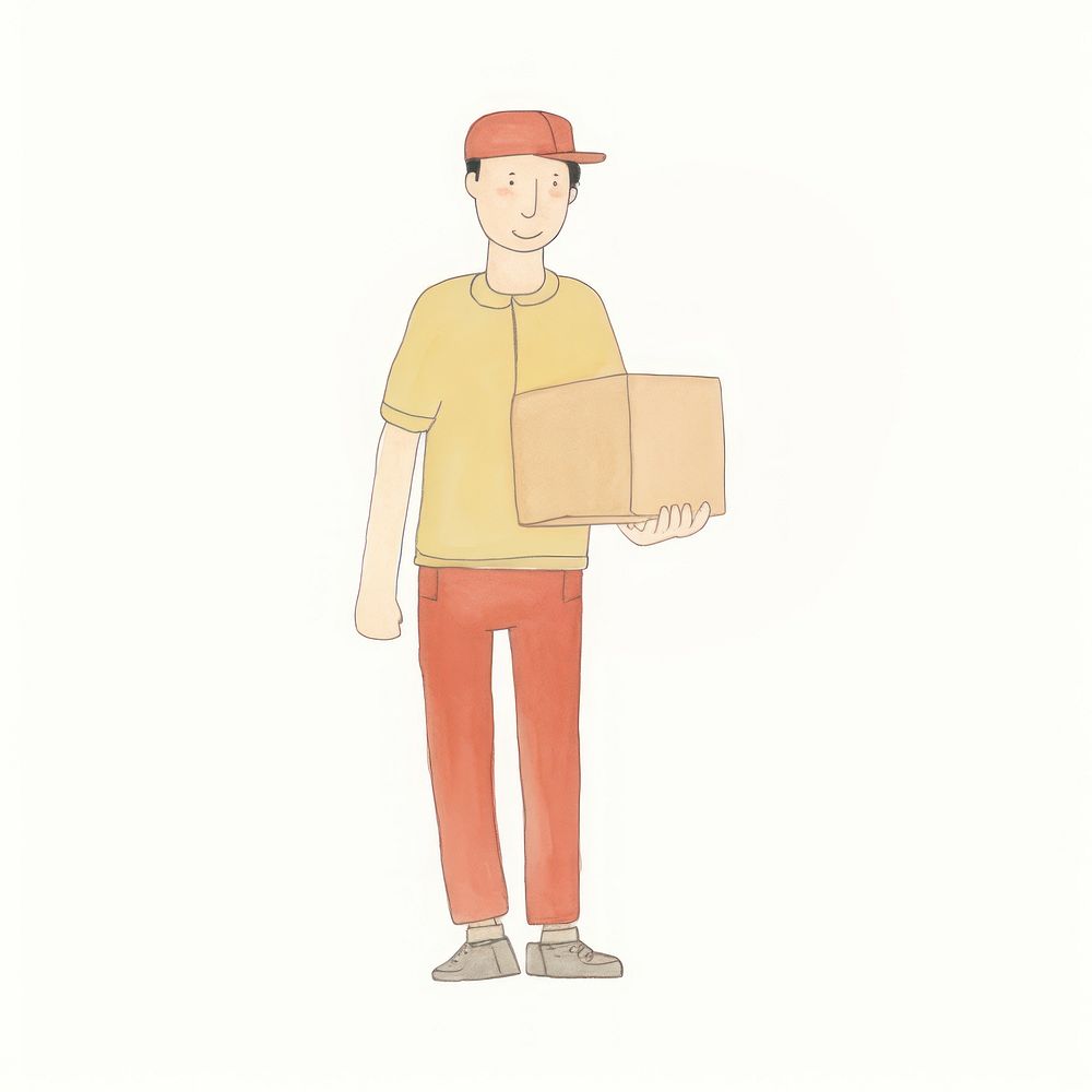 Deliveryman character cardboard holding box. AI generated Image by rawpixel.