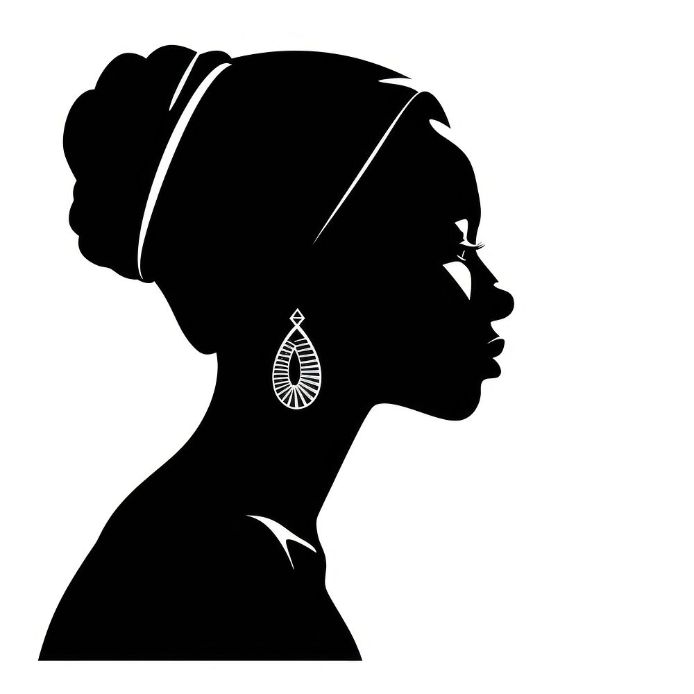 African woman head silhouette earring jewelry. AI generated Image by rawpixel.