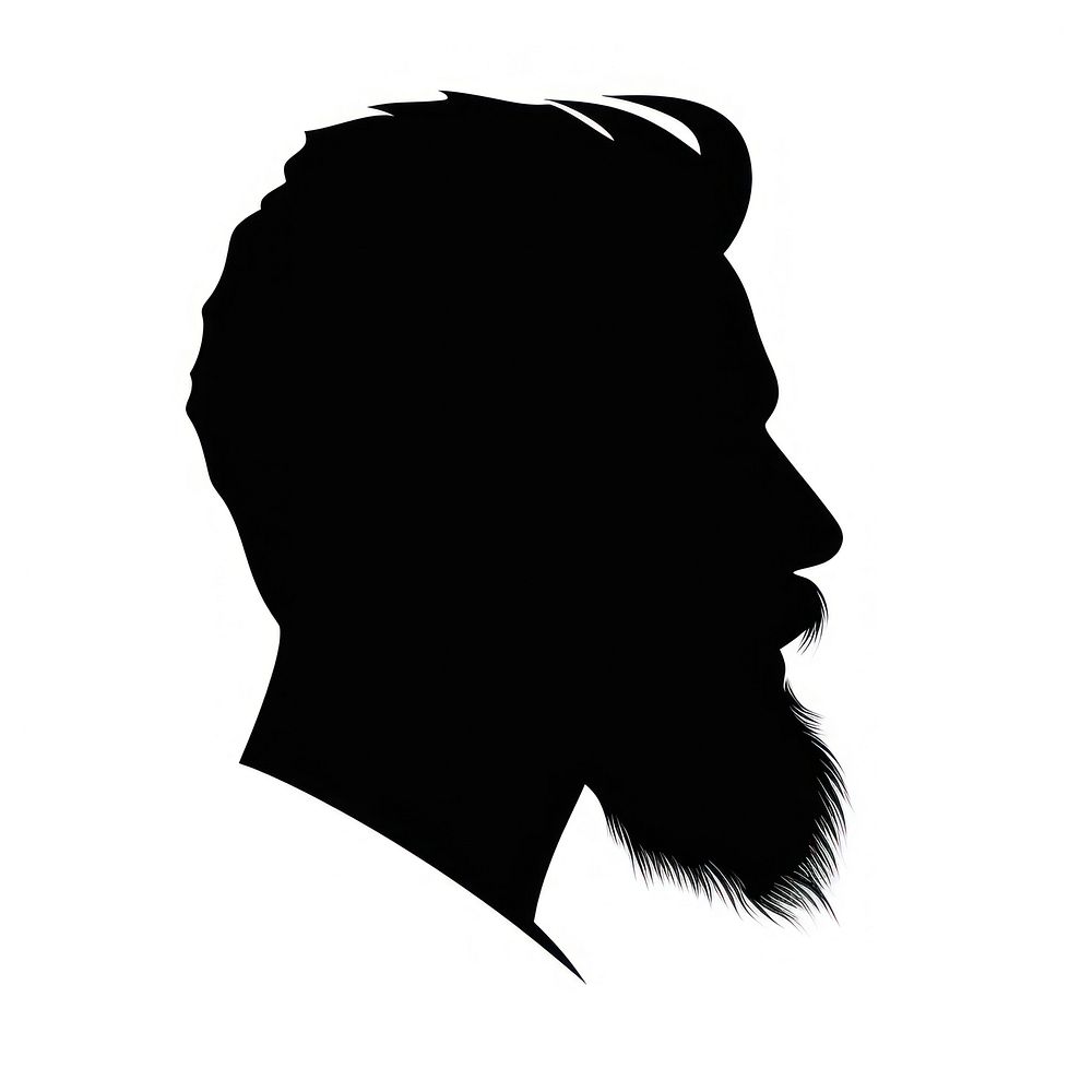 Man head with beard silhouette black white background. AI generated Image by rawpixel.