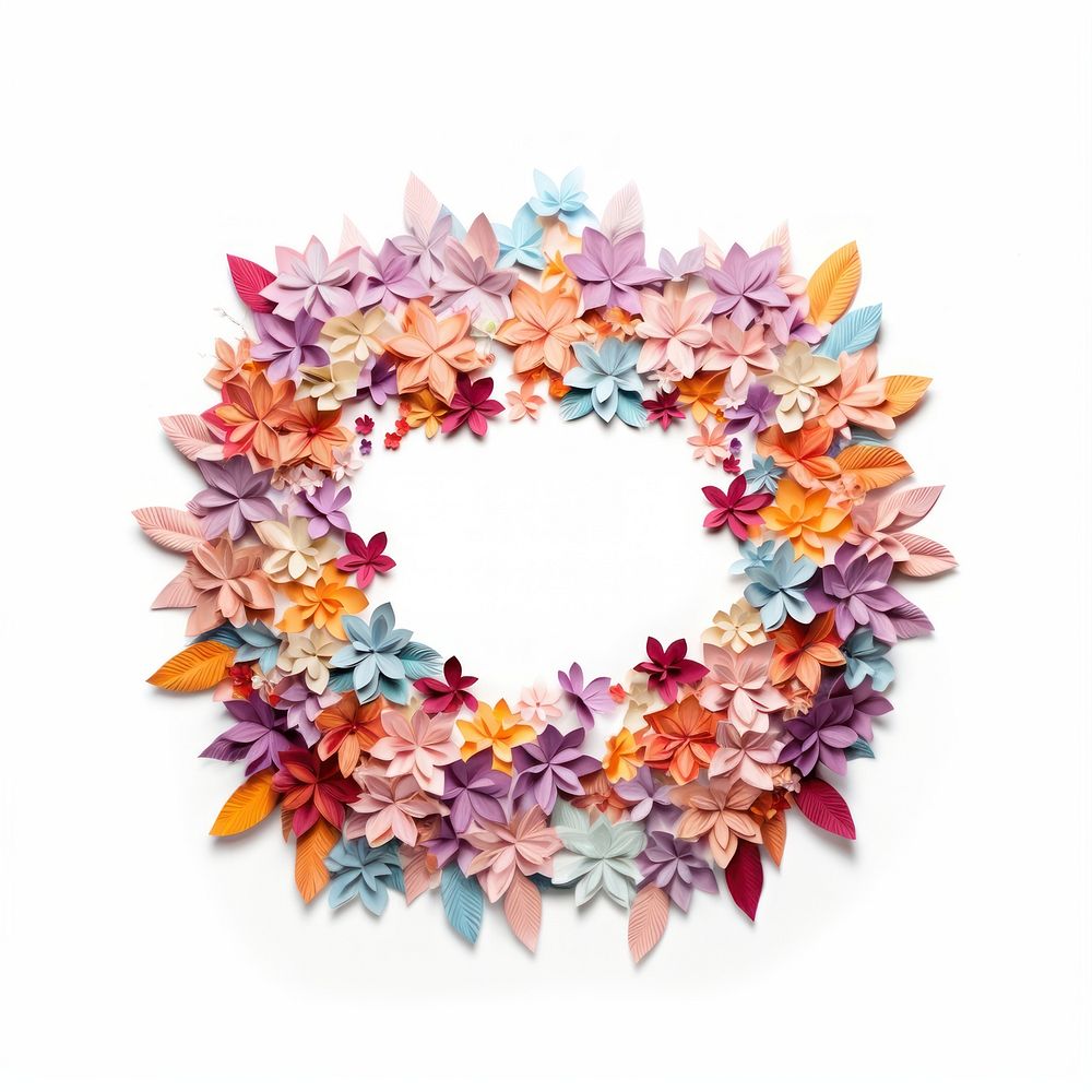 Floral flower origami wreath. AI generated Image by rawpixel.
