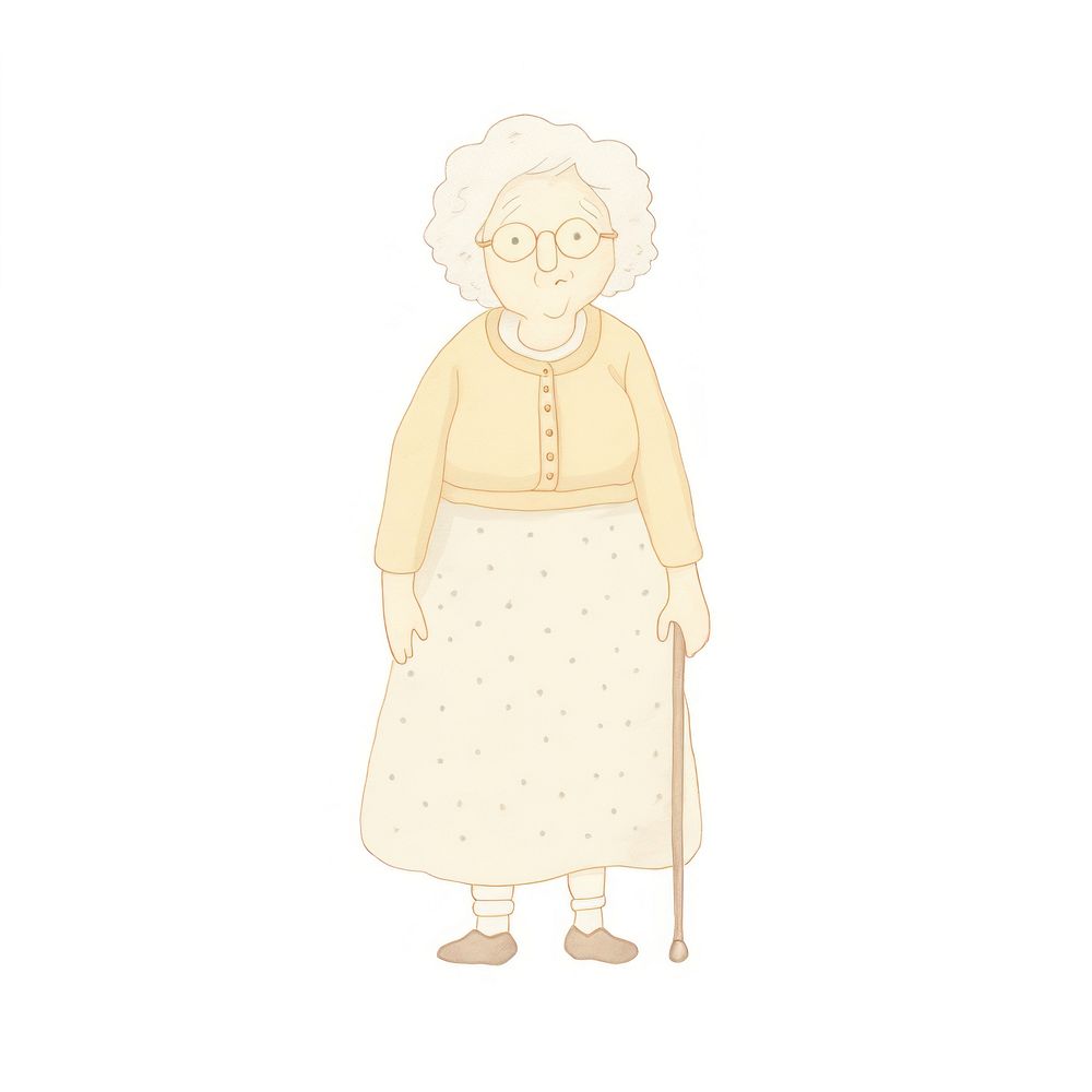 Grandma character drawing sketch white background. AI generated Image by rawpixel.