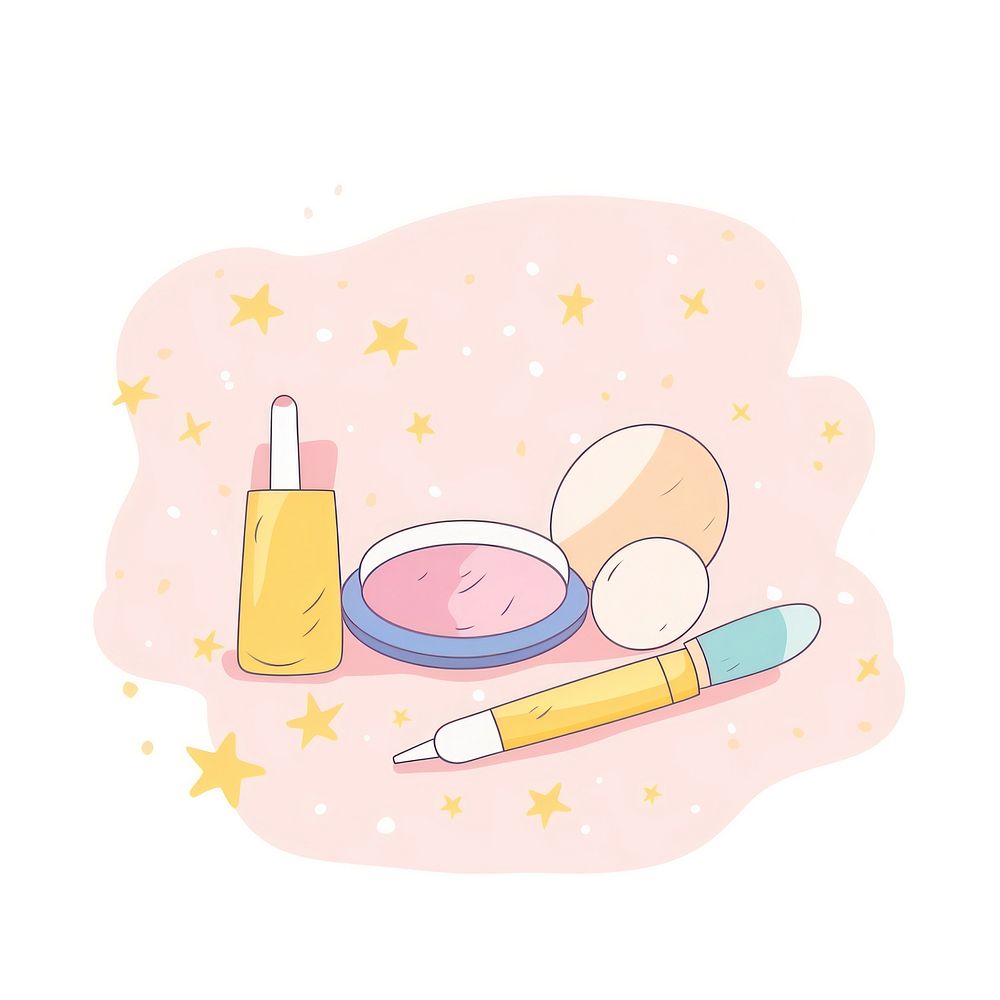 Makeup cosmetics cartoon illustrated. AI generated Image by rawpixel.