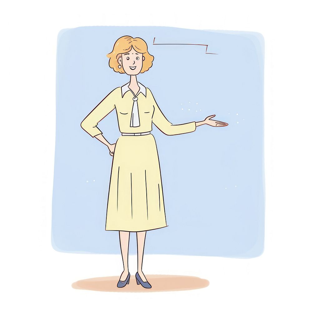 Woman teacher cartoon drawing sketch. AI generated Image by rawpixel.