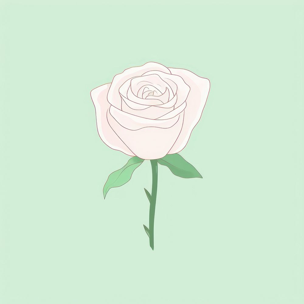 White rose cartoon drawing flower. AI generated Image by rawpixel.