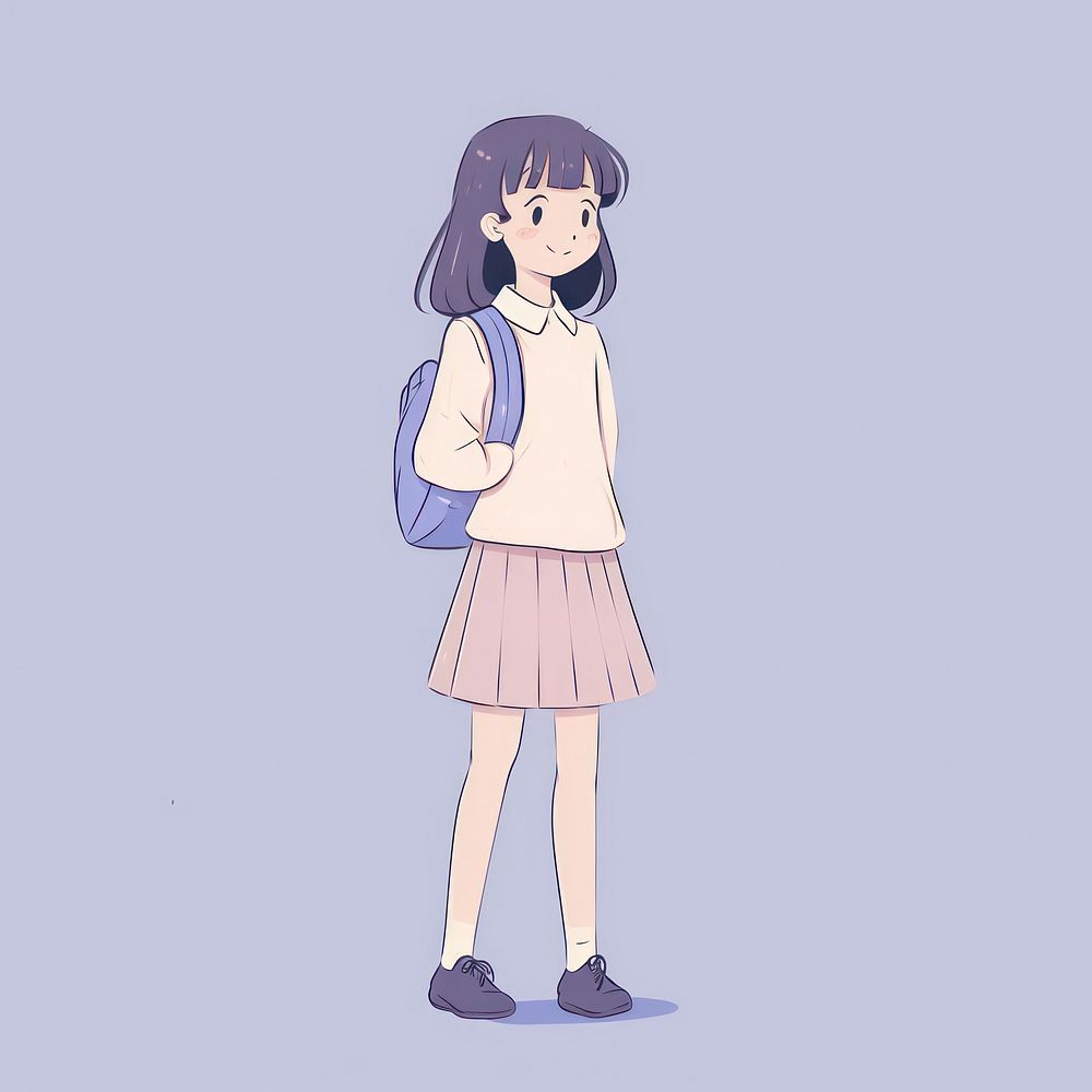 School girl cartoon skirt publication. AI generated Image by rawpixel.