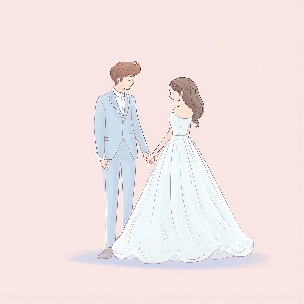 Wedding wedding fashion drawing. AI generated Image by rawpixel.