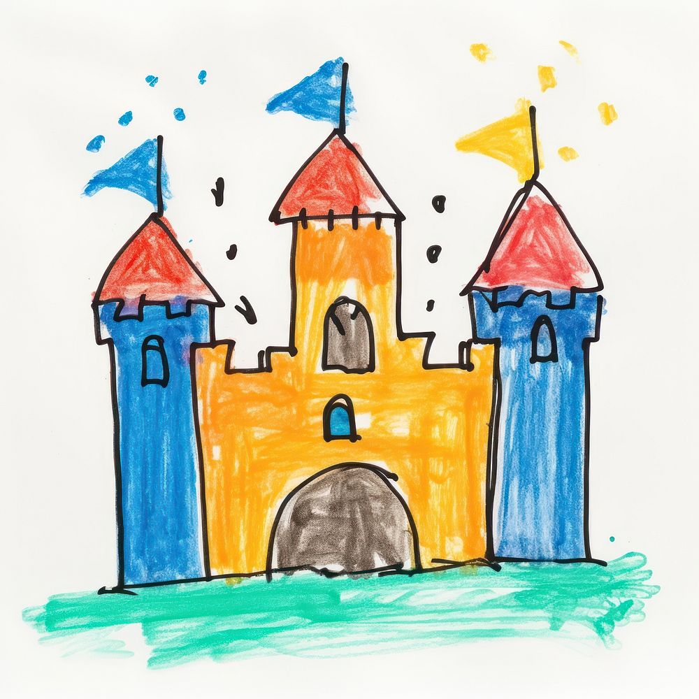 Castle painting drawing castle. AI generated Image by rawpixel.