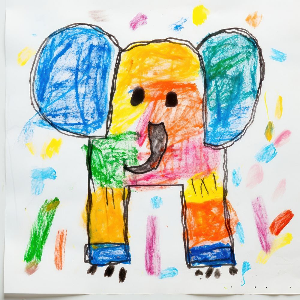 Elephant painting draw art. AI generated Image by rawpixel.