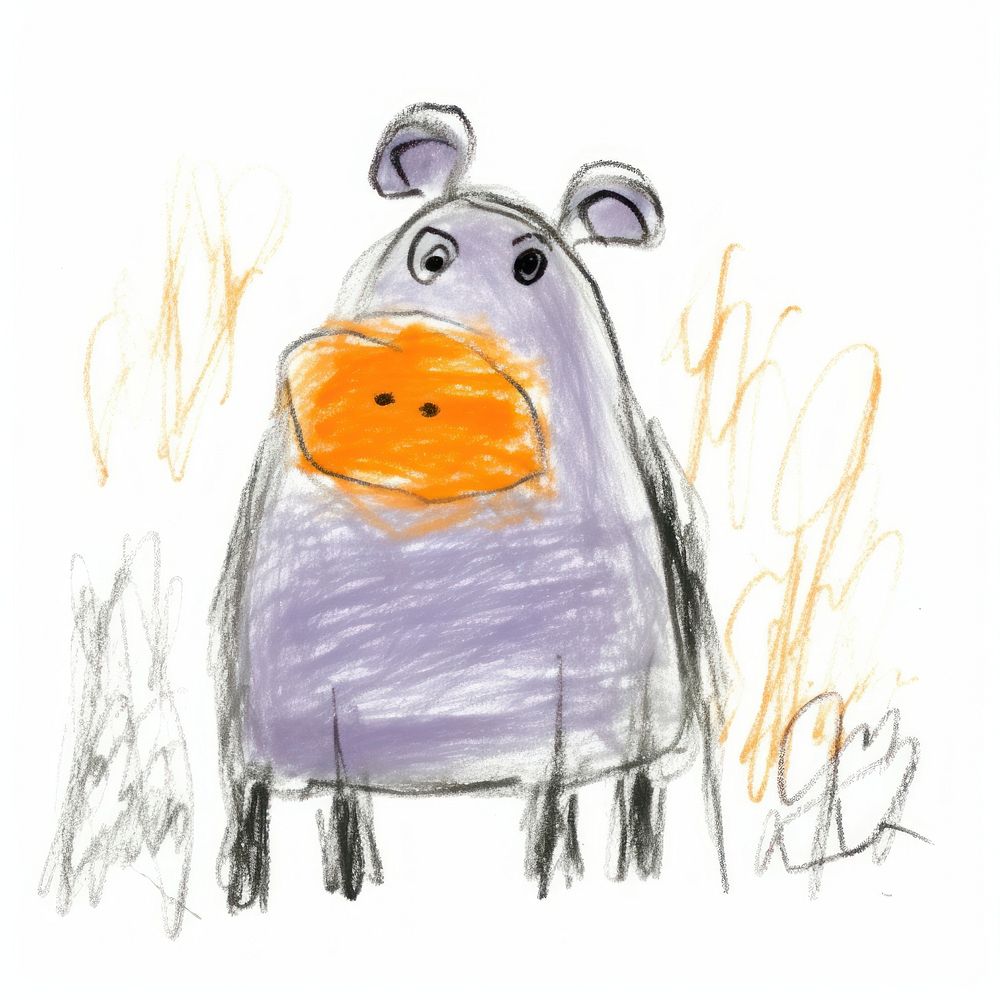 Hippopotamus hippopotamus drawing animal. AI generated Image by rawpixel.